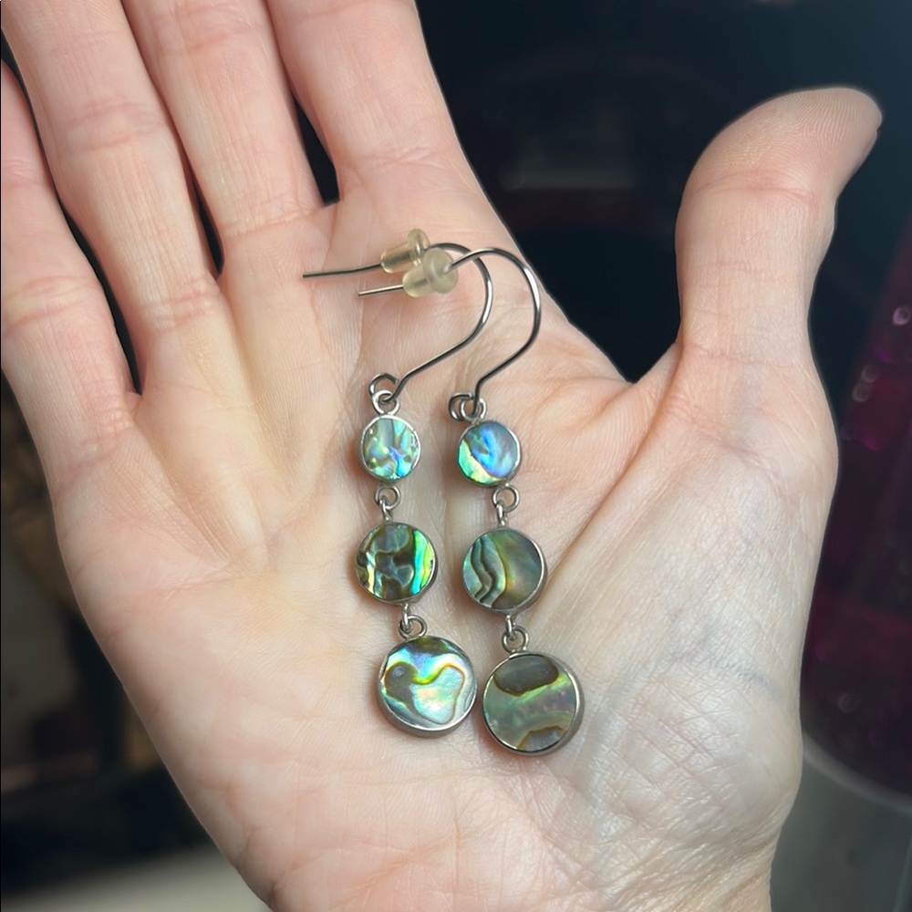 Vintage, Exceptional Abalone Shell Dangle Earring… - image 5